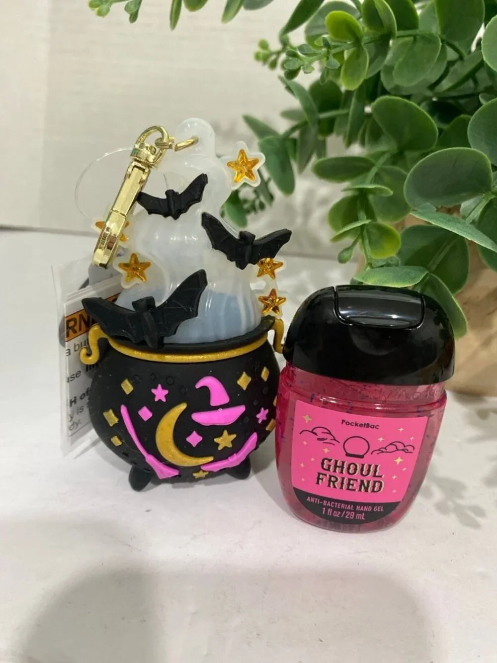 Halloween Light Up Cauldron Pocket Bac Holder & “Ghoul Friend” Sanitizer BBW